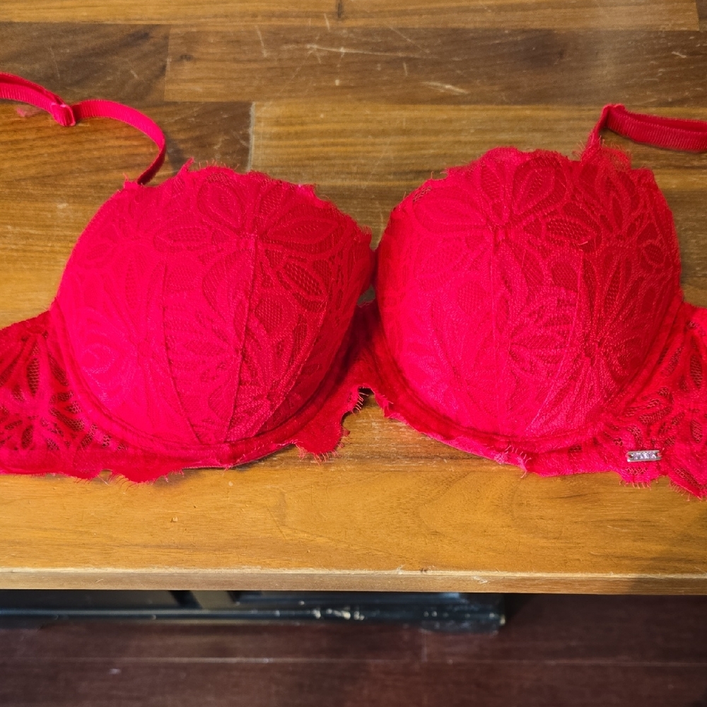 Pink Red Lace Bra